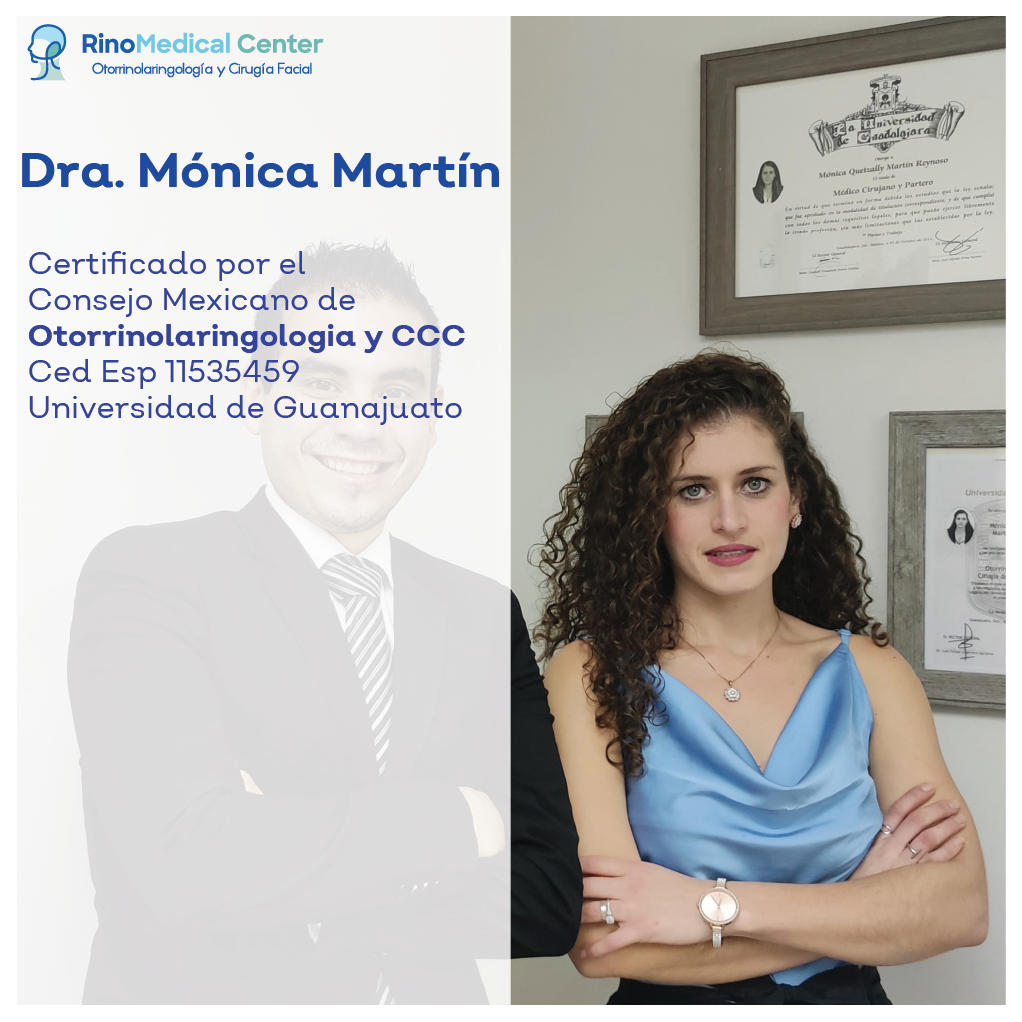 Dra. Mónica Q. Martín Reynoso, otorrinolaringóloga y cirujana de nariz en Mexicali, certificada por el Consejo Mexicano de Otorrinolaringología